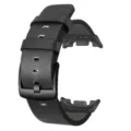 Zwarte lederen horlogeband vervanging met gesp en metalen connector voor smartwatch detail. - Samsung Watch 8/8 Classic / Zwart met Zwarte Sluiting