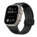 Silicone strap with metal folding buckle for smartwatch, durable and comfortable design. - Black With Black Clasp