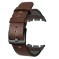 Vervangende bruine lederen horlogeband met zwarte metalen gesp en connectoren voor slim horloge. - Samsung Watch 8/8 Classic / Bruine Zwarte Gesp