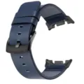 Cinturino per orologio in pelle blu scuro con fibbia in metallo nero e connettori di ricambio. - Samsung Watch 8/8 Classic / Blu con Fibbia Nera