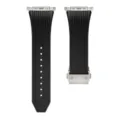 Replacement silicone watch strap with metal connectors and deployant buckle for smartwatches - Black with Titanium Buckle