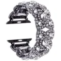 Rhinestone metal watch band detail, sparkling crystal four petal flower links for smart watch. - 42/44/45/46/49MM / Black