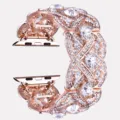 Rose gold metal rhinestone watch band detail, sparkling crystal four petal links replacement. - 1202 Rose Gold