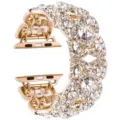 Gold rhinestone four-petal flower watch band replacement for Apple Watch luxury accessory. - 42/44/45/46/49MM / 1215 Gold