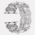 Silver rhinestone metal watch strap compatible with Apple Watch series, sparkling crystal band. - 42/44/45/46/49MM / 1202 Silver