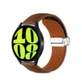 Cinturino per orologio in pelle marrone motivo litchi con chiusura deployante smartwatch. - 20mm / Cinturino Marrone Fibbia Argento