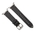 Black leather perforated watch strap compatible with Samsung Galaxy Watch Ultra, breathable band. - Gray