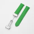 Cinturino per orologio in pelle verde con fibbia deployante di ricambio per smartwatch. - 20mm / Cinghia verde con fibbia argento