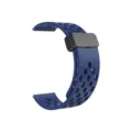 Cinturino di ricambio in silicone blu con fori traspiranti e fibbia pieghevole magnetica accessorio. - 20mm / Blu notte