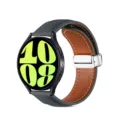 Cinturino in pelle con fibbia magnetica pieghevole per smartwatch Huawei e Samsung - 20mm / Grigio con fibbia d'argento
