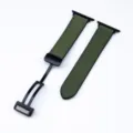 Cinturino per orologio in pelle di silicone verde con fibbia pieghevole magnetica nera - 38/40/41mm / Pelle Crazy Horse verde