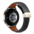 Cinturino di ricambio in pelle con chiusura pieghevole per smartwatch Samsung, nero. - 20mm / Cinturino Nero Fibbia Argento