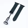 Compatibile con cinturino in pelle Apple Watch, fibbia pieghevole magnetica, verde scuro. - Verde Scuro