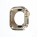 Zinc alloy protective watch case for Apple Watch, durable metal bumper shell design, gold tone. - 46mm / Titanium Color