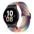 Adjustable nylon braided watch strap loop replacement for smartwatch, colorful woven design. - 20mm / New Rainbow