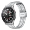 Stainless steel watch strap detail, silver metal mesh band with double safety buckle. - 20mm / Silver