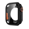 Black PC hard case with tempered glass screen protector for smart watch ultimate protection design - S10-46MM / Black