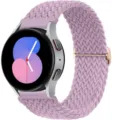 Replacement nylon braided solo loop strap for smartwatch, adjustable buckle in purple color. - 20mm / Lavender
