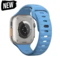 Blue silicone sports watch strap replacement compatible with Apple Watch Ultra and iwatch9. - Sky Blue