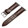 Prachtige bruine lederen horlogeband met krokodillenpatroon compatibel Apple Watch. - 38/40/41mm / Bruin
