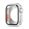 Close-up view of the silver PC hard watch protective case with integrated screen protector. - S10-46MM / Silver