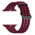 Σιλικόνης Ocean Λουράκι Ρολόι για Apple Watch Ultra 49mm 45mm 44mm Διπλές Τρύπες Αθλητικό - 42/44/45/46/49MM / Μπορντό