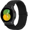Black nylon braided watch strap loop replacement compatible with smartwatches, adjustable. - 20mm / Black