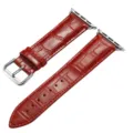 Rood krokodillenpatroon lederen horlogeband met zilveren gesp, compatibel met smartwatch. - 38/40/41mm / Rood