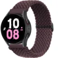 Replacement nylon braided loop strap for smartwatch with adjustable metal buckle dark purple - 20mm / Cherry