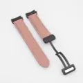 Cinturino per orologio in pelle rosa con chiusura pieghevole magnetica per smartwatch. - Rosa con Hardware Nero