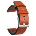 Orange leather watch strap with silver metal buckle and quick release pins for smart watches. - 18mm / Orange Band with Silver Buckle