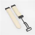 Cinturino per orologio in pelle beige con chiusura pieghevole magnetica, smartwatch. - Bianco Fibbia Nero