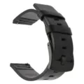 Black genuine leather watch strap replacement with black buckle and quick release pins. - 18mm / Black Band with Black Buckle