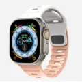 Silicone sports watch band replacement for Apple Watch Ultra, pink and white breathable design. - 42/44/45/46/49mm / White + Pink