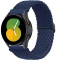 Dark blue nylon braided loop watch strap featuring a secure sliding adjustment buckle. - 20mm / Dark Blue