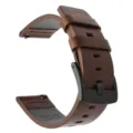 Brown genuine leather watch strap replacement band with black buckle quick release pins - 18mm / Brown Band with Black Buckle