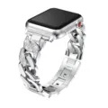 Silver rhinestone chain watch strap compatible with Apple Watch, luxury metal band. - 42/44/45/49mm / Silver