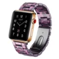 Resin marble pattern strap compatible with Apple Watch, stylish purple design replacement band. - Purple