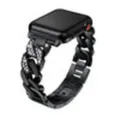 Black rhinestone chain watch band compatible with smart watch, stylish metal replacement strap. - 42/44/45/49mm / Black