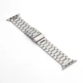 Bracelet de montre en métal acier inoxydable trois perles pour Apple Watch, boucle pliante. - Argent