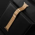 Stainless Steel Metal Watch Band Five Bead Folding Clasp Compatible With Apple Watch Ultra 2 - 42/44/45/46/49mm / Rose Gold