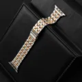 Stainless steel metal watch band 5-bead folding clasp for Apple Watch Ultra 2 Series - Silver & Rose Gold Tone