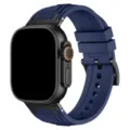 Dunkelblaues Silikon-Ersatzarmband und schwarzes Gehäuse mit Metallverbinder für Smartwatch. - 42/44/45/46/49MM / Tiefes Marineblau