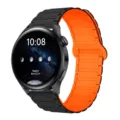 Cinturino per orologio in silicone bicolore con chiusura magnetica, compatibile con vari. - 20mm / Nero & Arancione