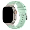 Cinturino per orologio in silicone verde chiaro con connettore metallico per Apple Watch. - 42/44/45/46/49MM / Pistacchio