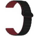 Universal silicone magnetic loop watch strap, dual-tone replacement band for smartwatches. - 20mm / Black and Wine Red