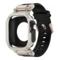 Robuste Schutzhuelle und TPU Uhrenarmband Set kompatibel mit Apple Watch Ultra im Explorer Stil. - 44/45mm / Starlight Schwarz