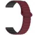 Dark red magnetic silicone watch strap replacement band featuring quick release pins. - 20mm / Wine Red and Black