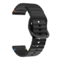 Black silicone watch strap replacement band 20mm with quick release pins and colored stitching. - 20mm / Black
