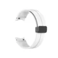 Cinturino di ricambio in silicone bianco con fibbia pieghevole magnetica per orologio - Bianco Fibbia Nero